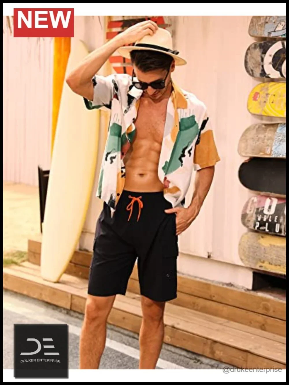 Men's Swim Trunks with Compression Liner Quick Dry 9 Inch Cargo Pockets